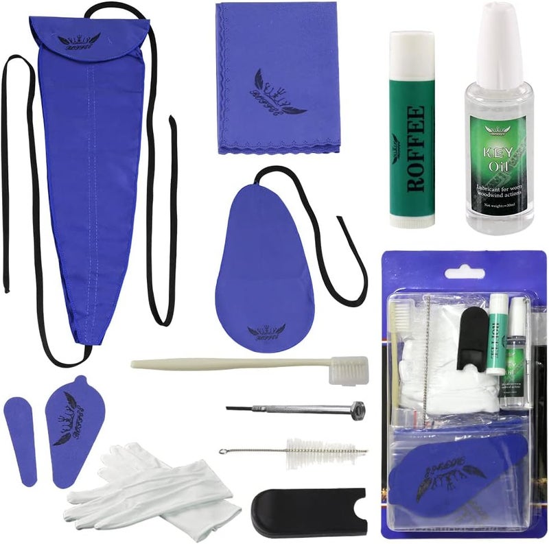 Rofee Saxophone Sax Cleaning Care Maintenance Kit,Key Oil,Cork Grease,Swab,Cleaning Cloth,Thumb Rest,Mouthpiece Brush and More - Image 1
